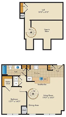 Floor plan 1 Bed 1 Bath Loft