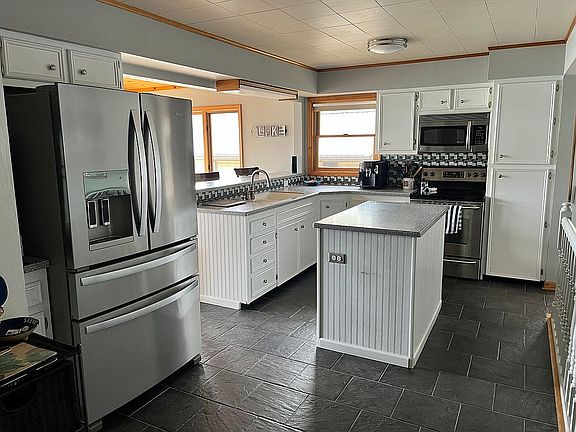 Upstairs kitchen with island
