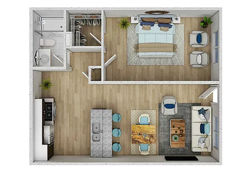 Floor plan 1BR 1 Bath Renovated