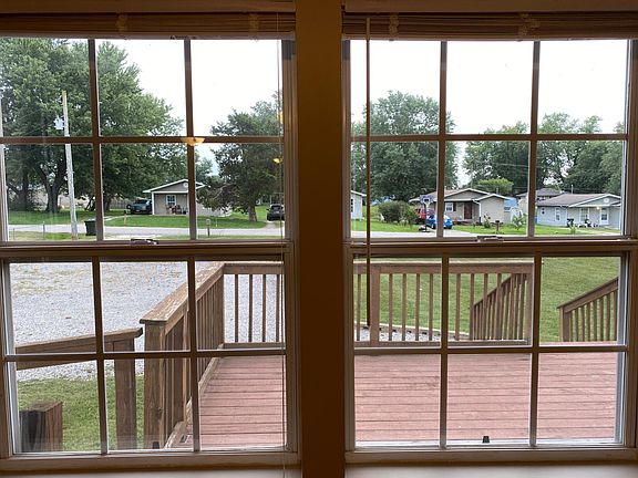 View out the front windows over the deck