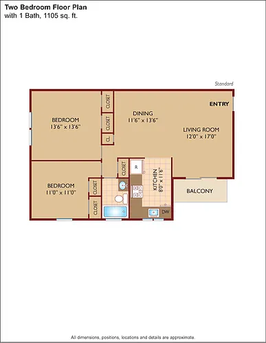 Floor plan $2.36/sq.ft. - Two Bedroom