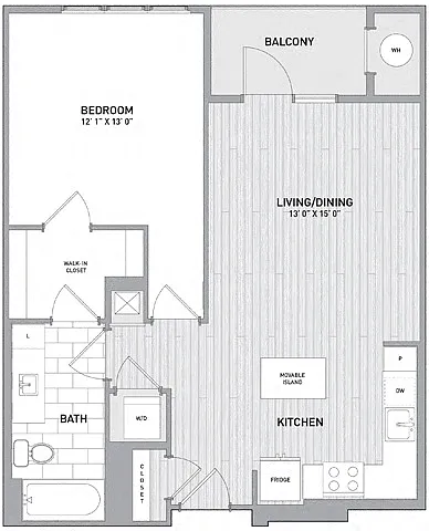 Floor plan 1 BED 1 BATH - 761