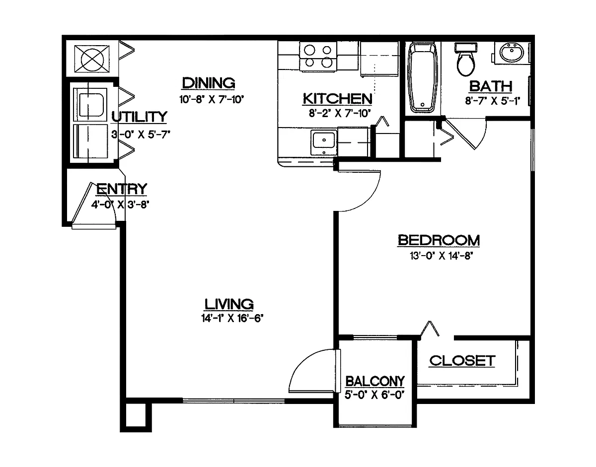 Floor plan One Bedroom One Bath 60%