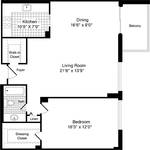Floor plan 1 Bedroom U