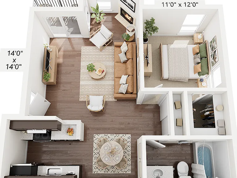 1BR x 1BA - B Floorplan 1BR x 1BA - B Floorplan