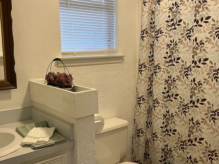 Cute bathroom with under counter and medicine cabinet storage