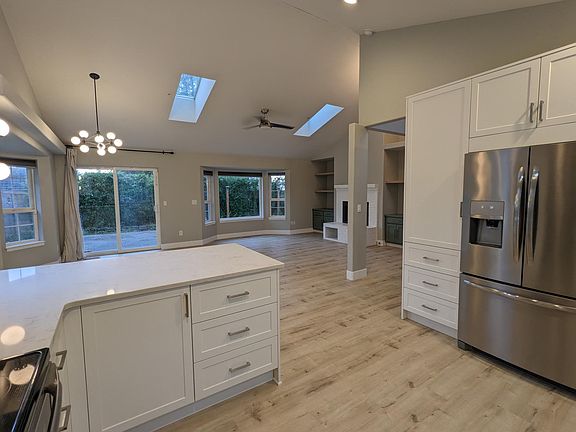 View of great room from brand-new kitchen.