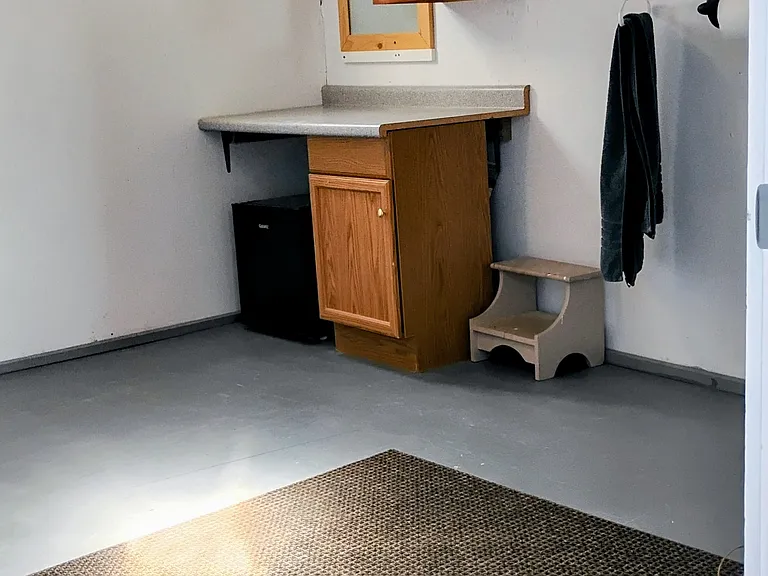 Great storage area for bikes, coats.