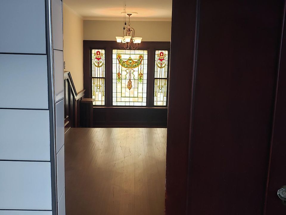 view of sunken office space from bathroom
