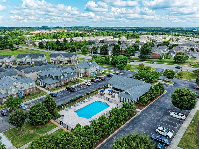 Aerial view of the community & pool