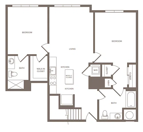 Floor plan 2 Bed/2 Bath-E