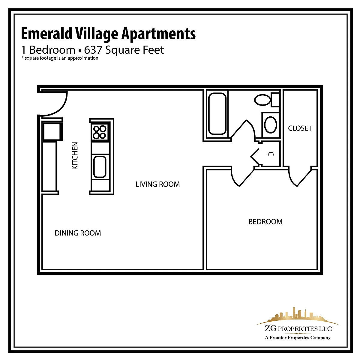 Floor plan EV 1 Bedroom Large