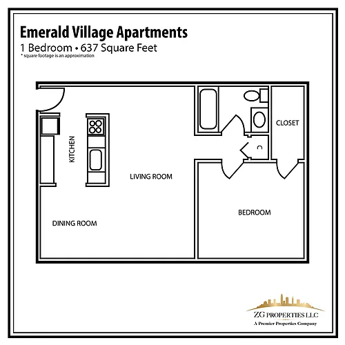 Floor plan EV 1 Bedroom Large