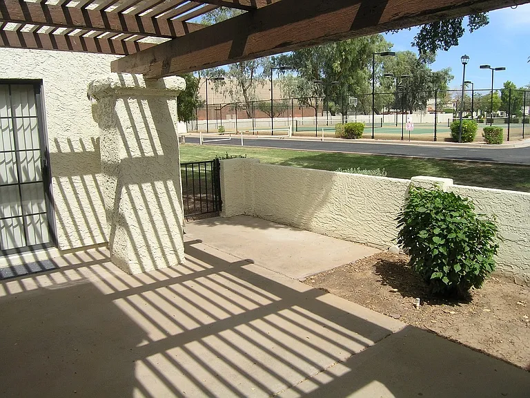 Patio opens to greenbelt