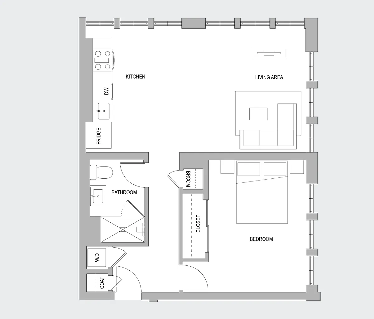 Floor plan 1 BR W