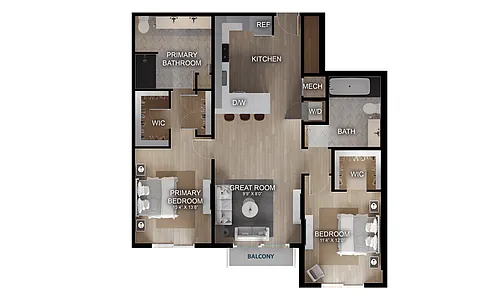 Floor plan 2 Bed/2 Bath-C3