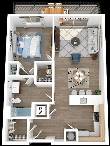 Floor plan 1 Bedroom with Private Balcony