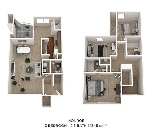 Floor plan Three Bedroom Townhome