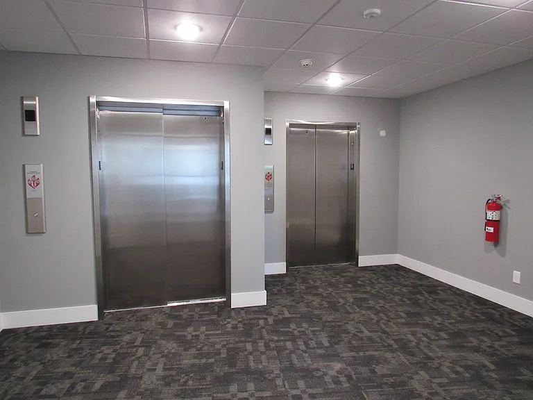 Each floor has a spacious elevator lobby.