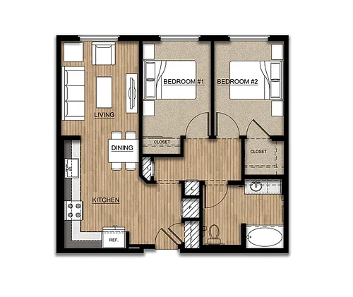 Floor plan 2 Bedrooms 1 Bathroom