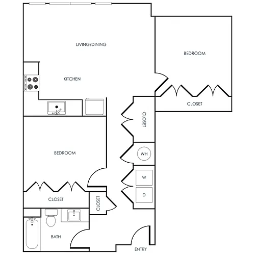 Floor plan 2 Bedroom 22E