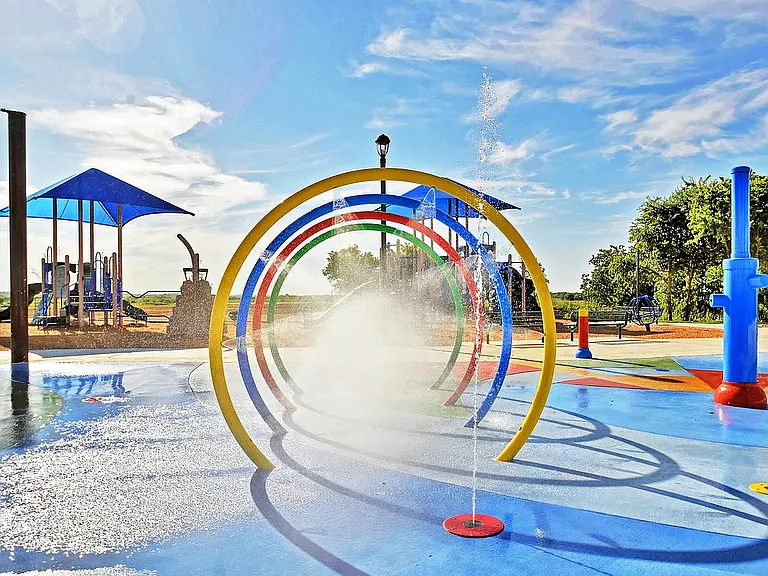 The community splash pad.
