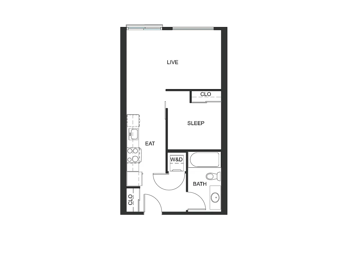 Floor plan Urban 1 Bedroom - U5 - Iron Flats