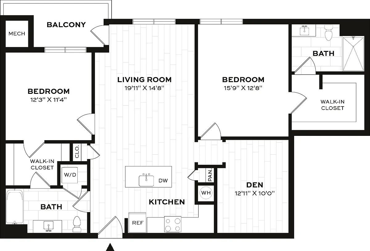 Floor plan 2 Bed/2 Bath Den-G