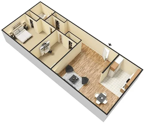 Floor plan 2 Bed 1 Bath