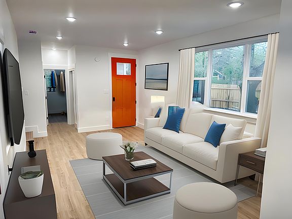 Living room virtually staged.