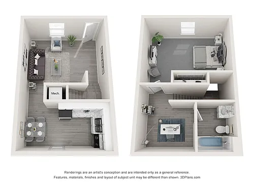 Floor plan One Bedroom Townhome Upgrade