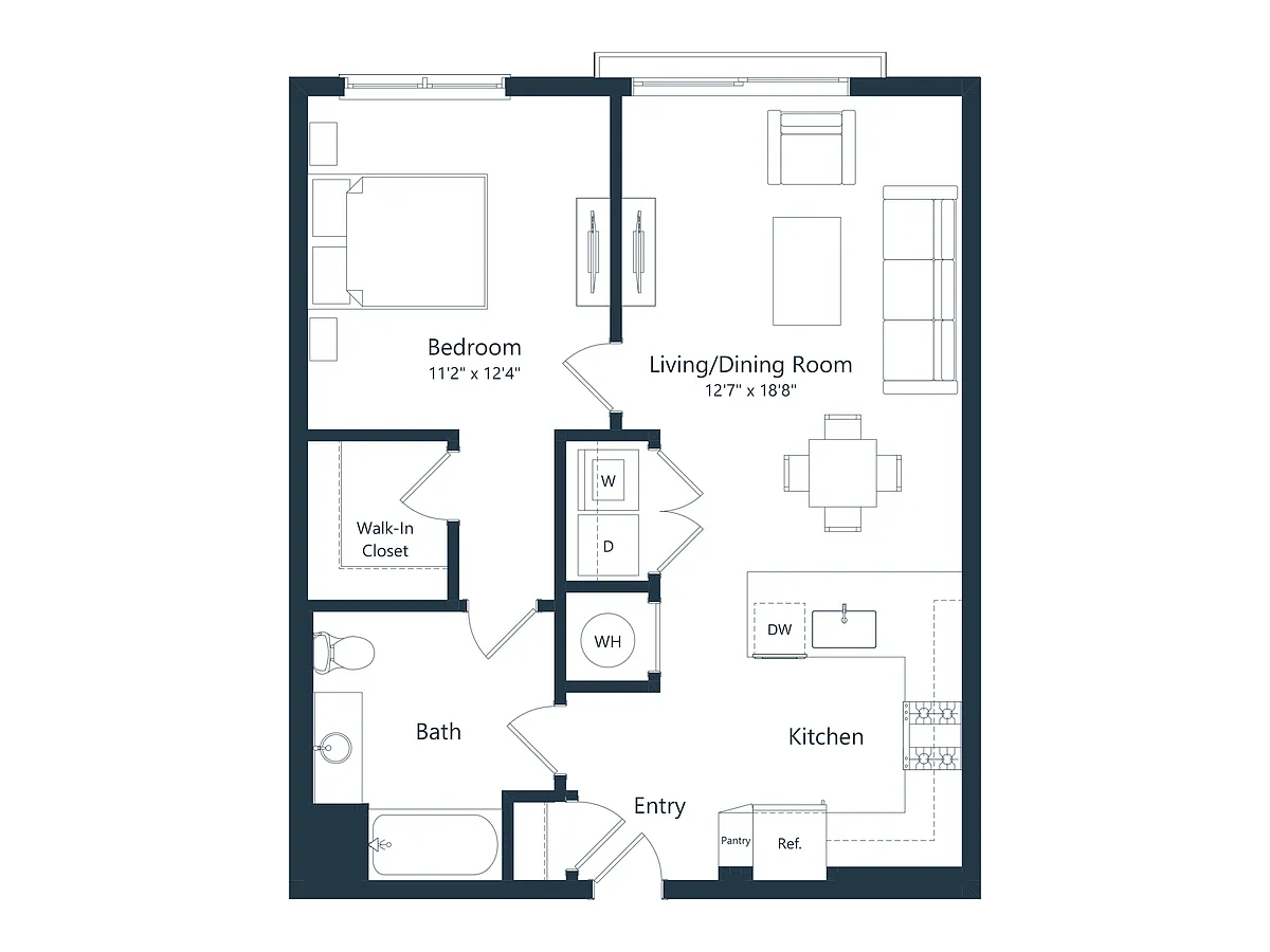 Floor plan A1 | 1 Bed | 1 Bath