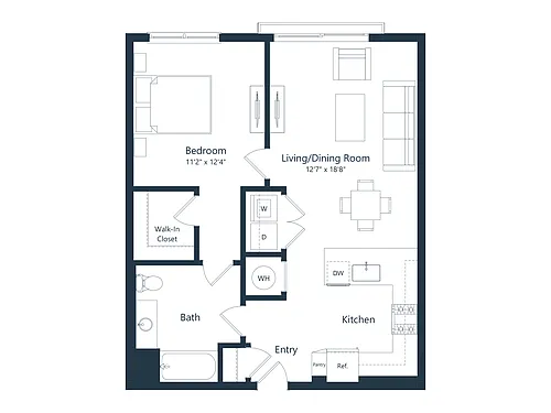 Floor plan A1 | 1 Bed | 1 Bath