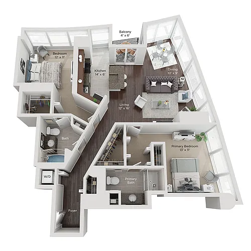 Floor plan Two Bed Style (A)
