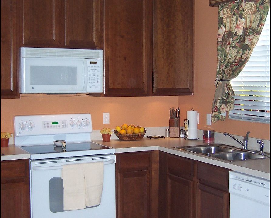 kitchen w/ designer curtains