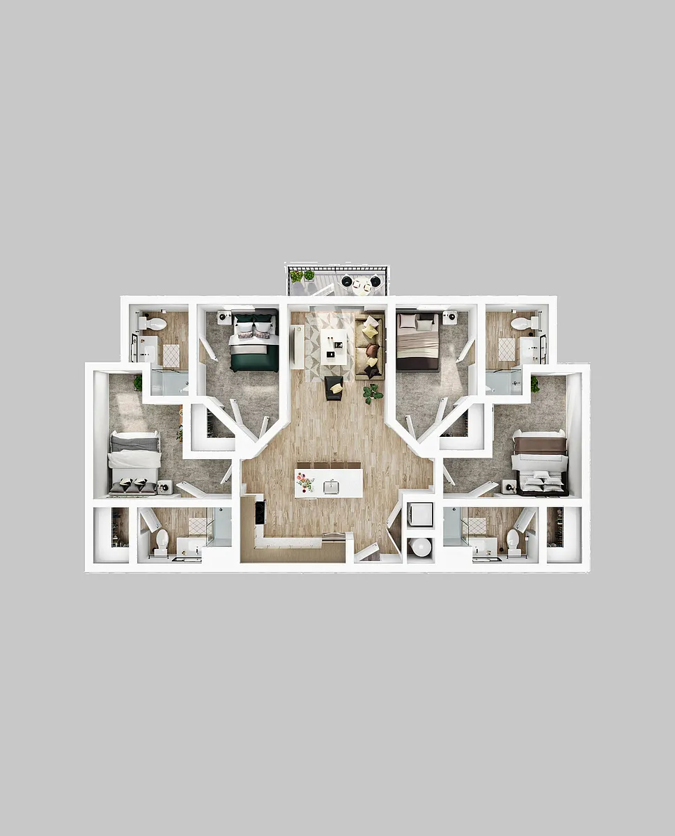 Floor plan 4BR/4BA - D1