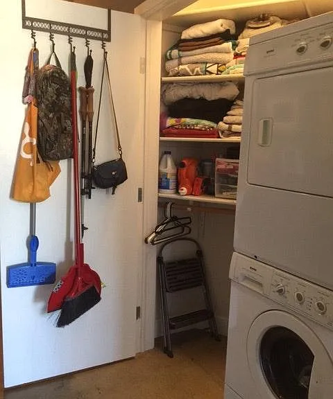 Storage closet in unit with washer/dryer