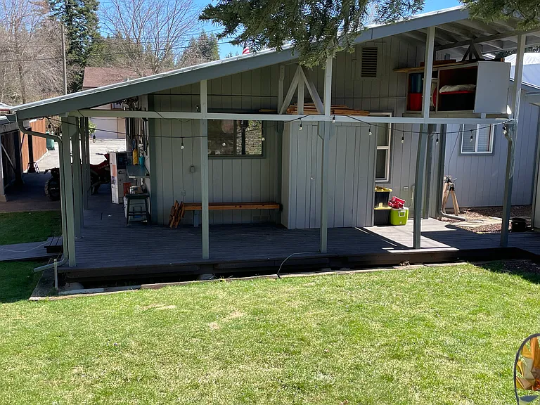 Covered patio and back yard