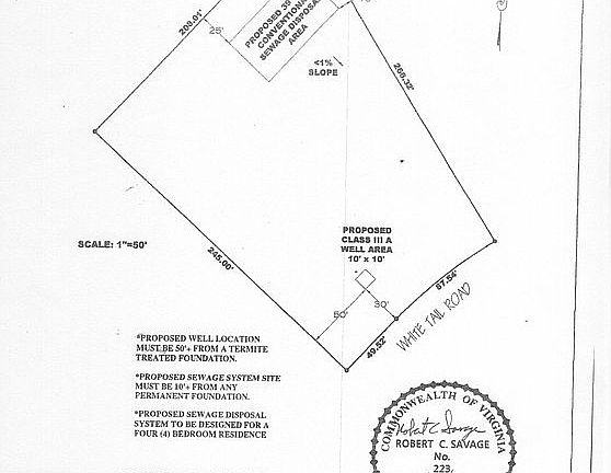 Site plan w/ well & septic