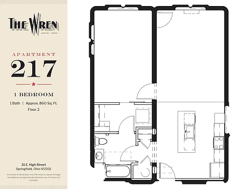 Floor plan WREN-217-1BED-N