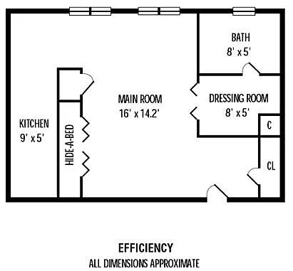 Floor plan Studio 1Bathroom