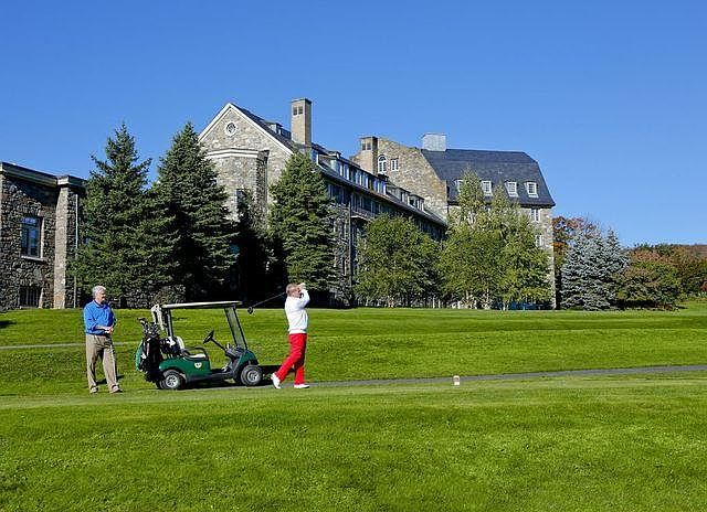 Cottage 45 backs to the golf course at Skytop Lodge Resort