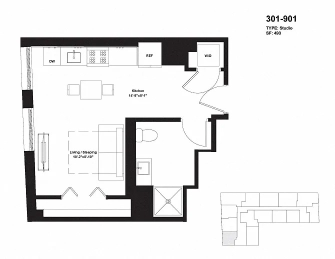 Floor plan Units 301 to 901