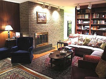 Family room offers a gas log fireplace