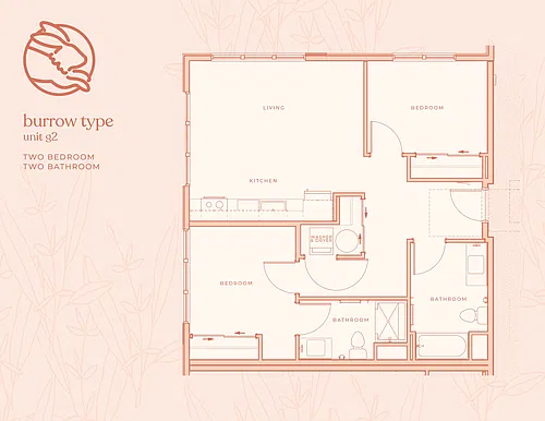 Floor plan Two Bedroom Two Bathroom A