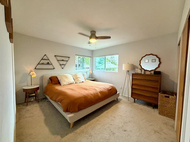 Master bedroom with attached bathroom