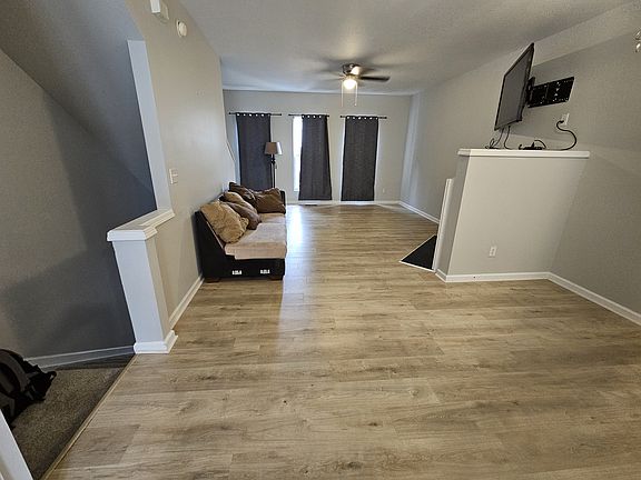 Open living and dining room