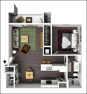 Floor plan 1 Bedroom B