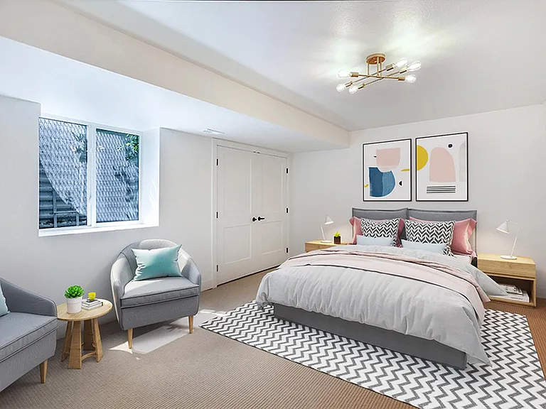 Bedroom 5. This image shows a virtually furnished space. Bedrooms come unfurnished.