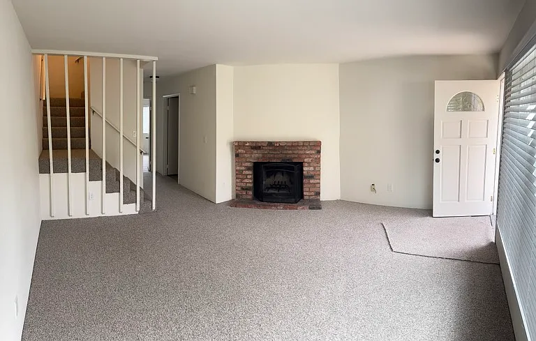 Living room, hallway into kitchen/dining